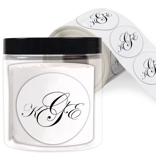 Stately Monogram Round Labels in a Jar